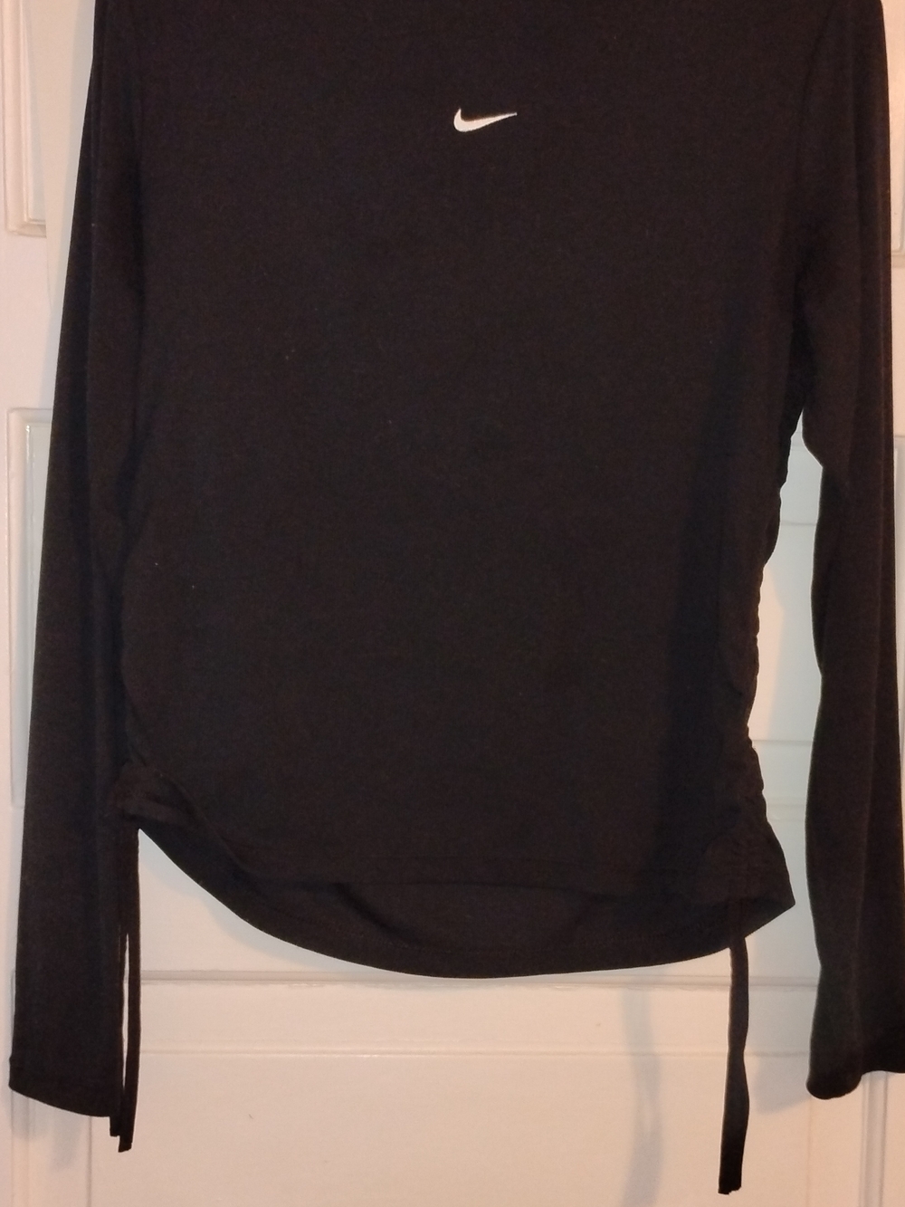 Nike Black Long-Sleeve Side-Tie Logo Top